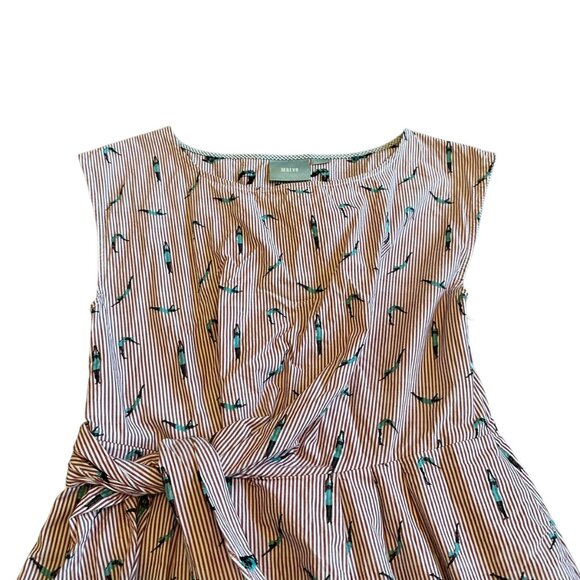 Maeve Anthropologie Red Stripe A-Line Dress Bathing Beauty Print Size 8 Women's - Picture 3 of 11